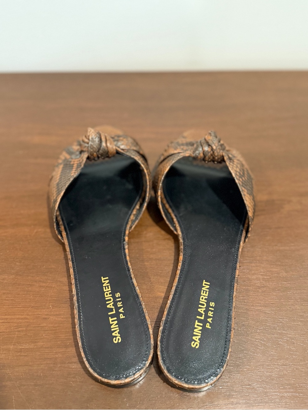 Authentic Yves Saint Laurent Bianca Knot Slides Python  Size 39.5 - Picture 7 of 16